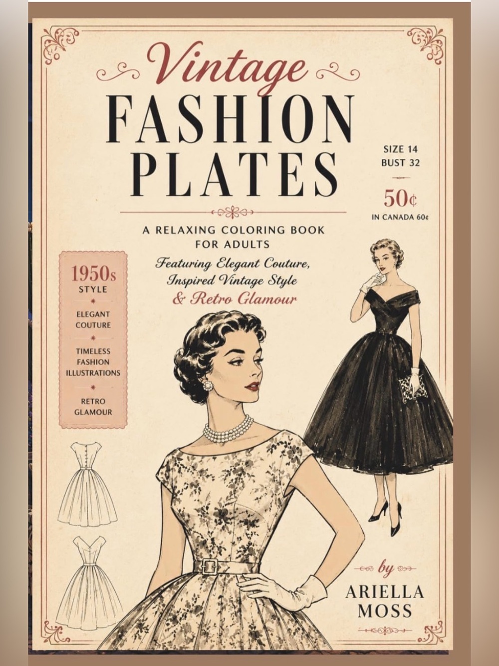 NEW Vintage Fashion Plates Coloring Book — Retro 1950s Dresses